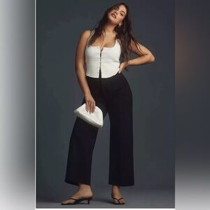 Maeve The Colette Cropped Wide-Leg Pants Ponte Edition Black Size 26